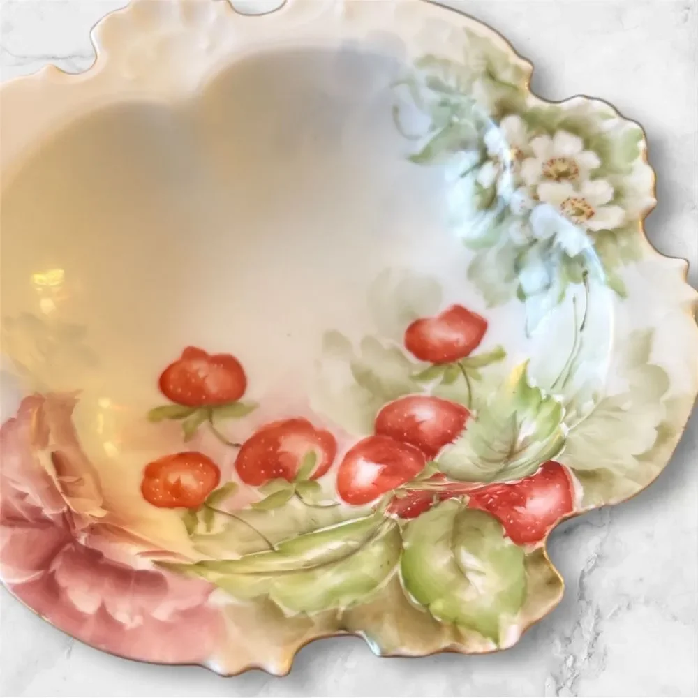 Porcelain Plate with Red and Green Accents